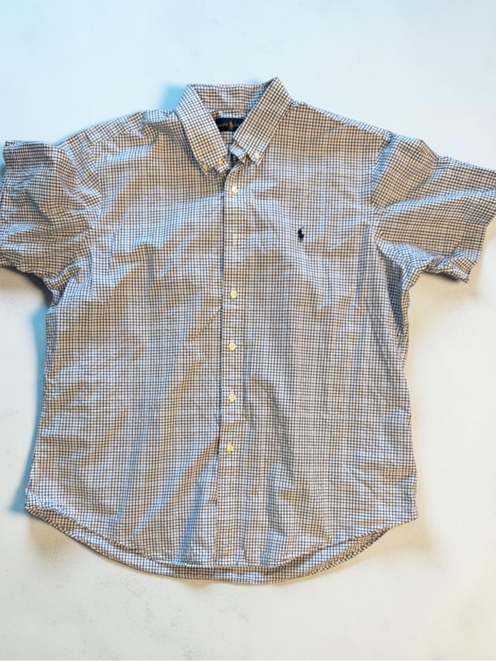 Polo by Ralph Lauren Blue and White Mini Check Button-Down Shirt Mens XL